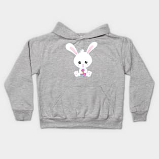 Easter, Cute Bunny, White Bunny, Easter Eggs Kids Hoodie